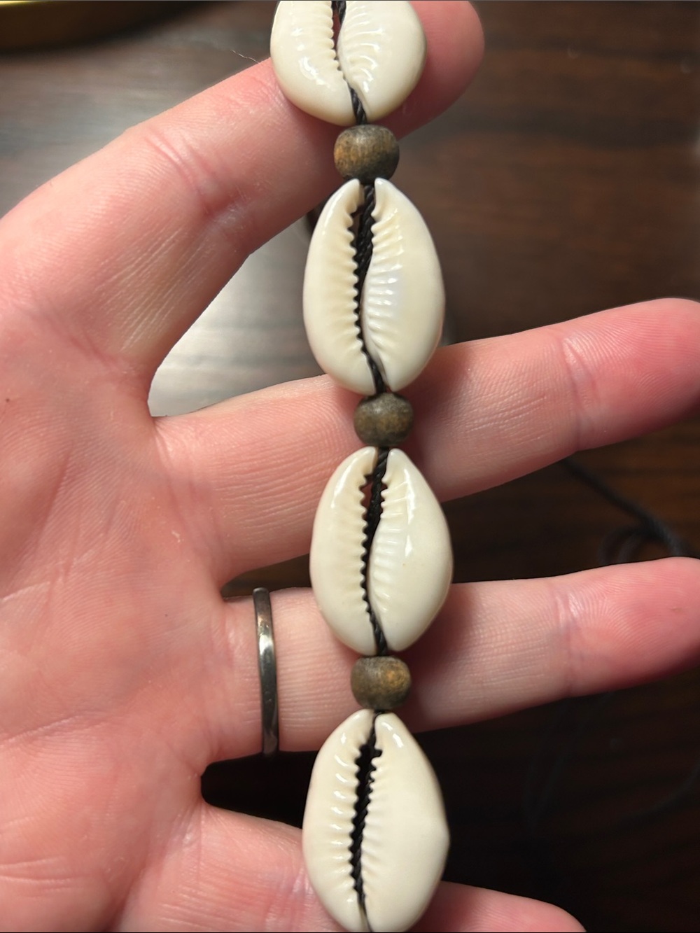 Cowrie Shell Necklace- Cream & Brown - Picture 2 of 3